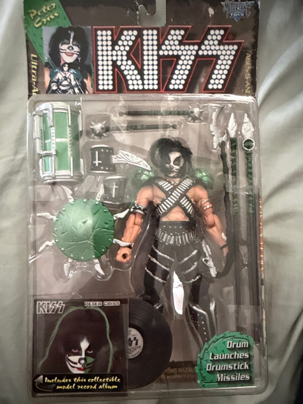 Vintage Kiss Peter Criss Action Figure - Black & Green 1997